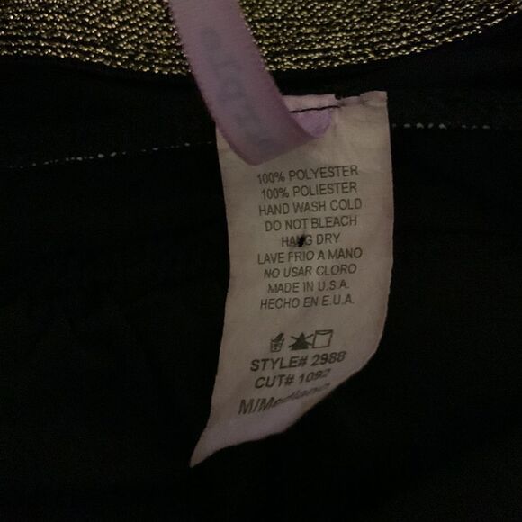 Purple Rain Strap black batik themed dress Sz M gold band - Picture 7 of 8